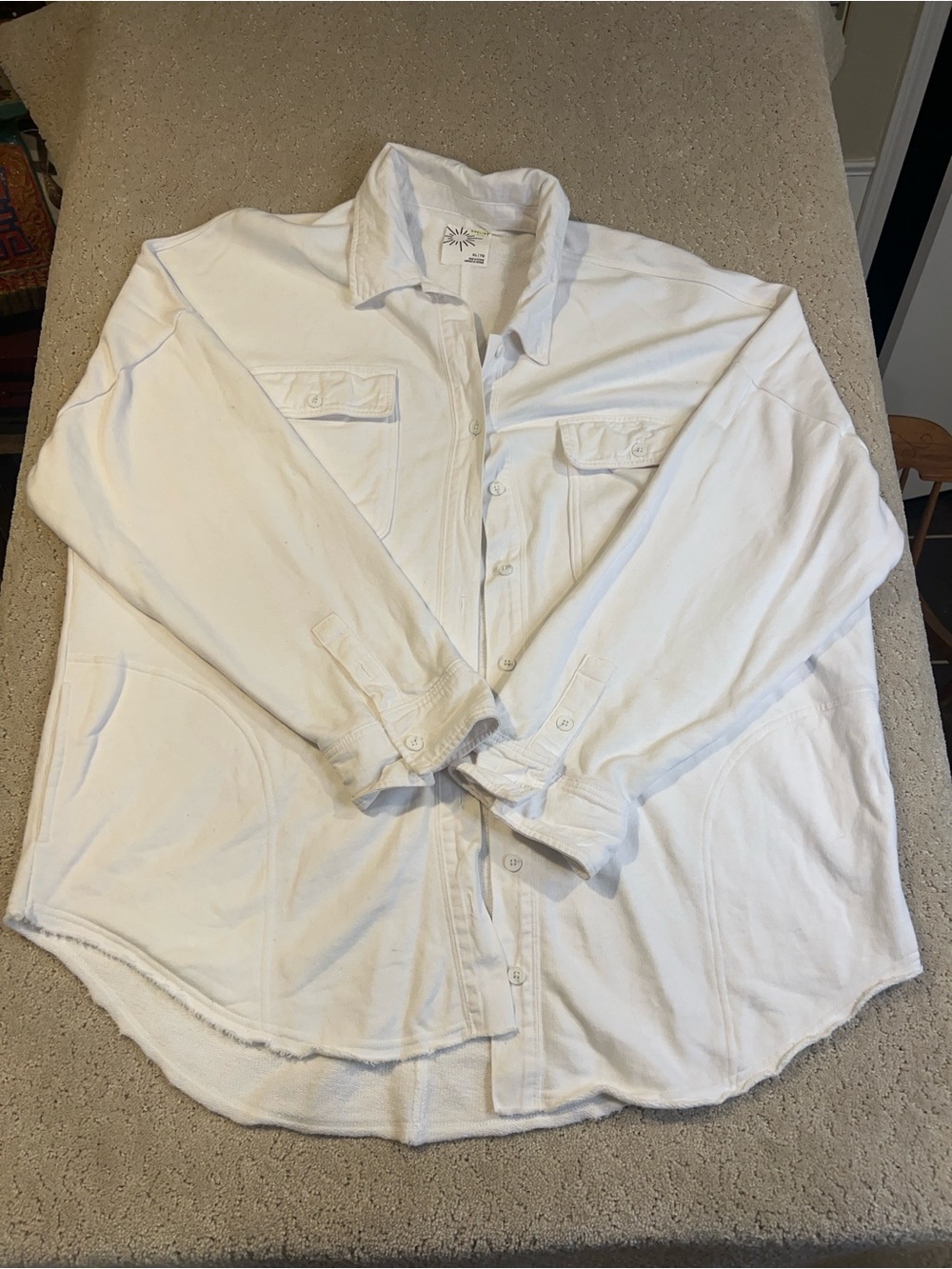 Offline by Aerie Women's White Oversized Heavyweight Cotton Shacket, Size XL